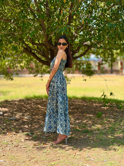Blue Horizon Printed Navy Dress