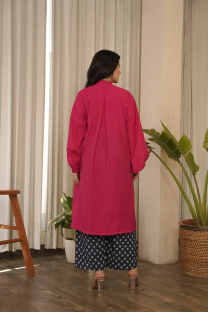 Aayat - Pintuck Flared Kurta with Block Print Pants