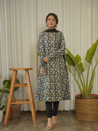 Bahar Leaf Block Print Cotton Suit Set