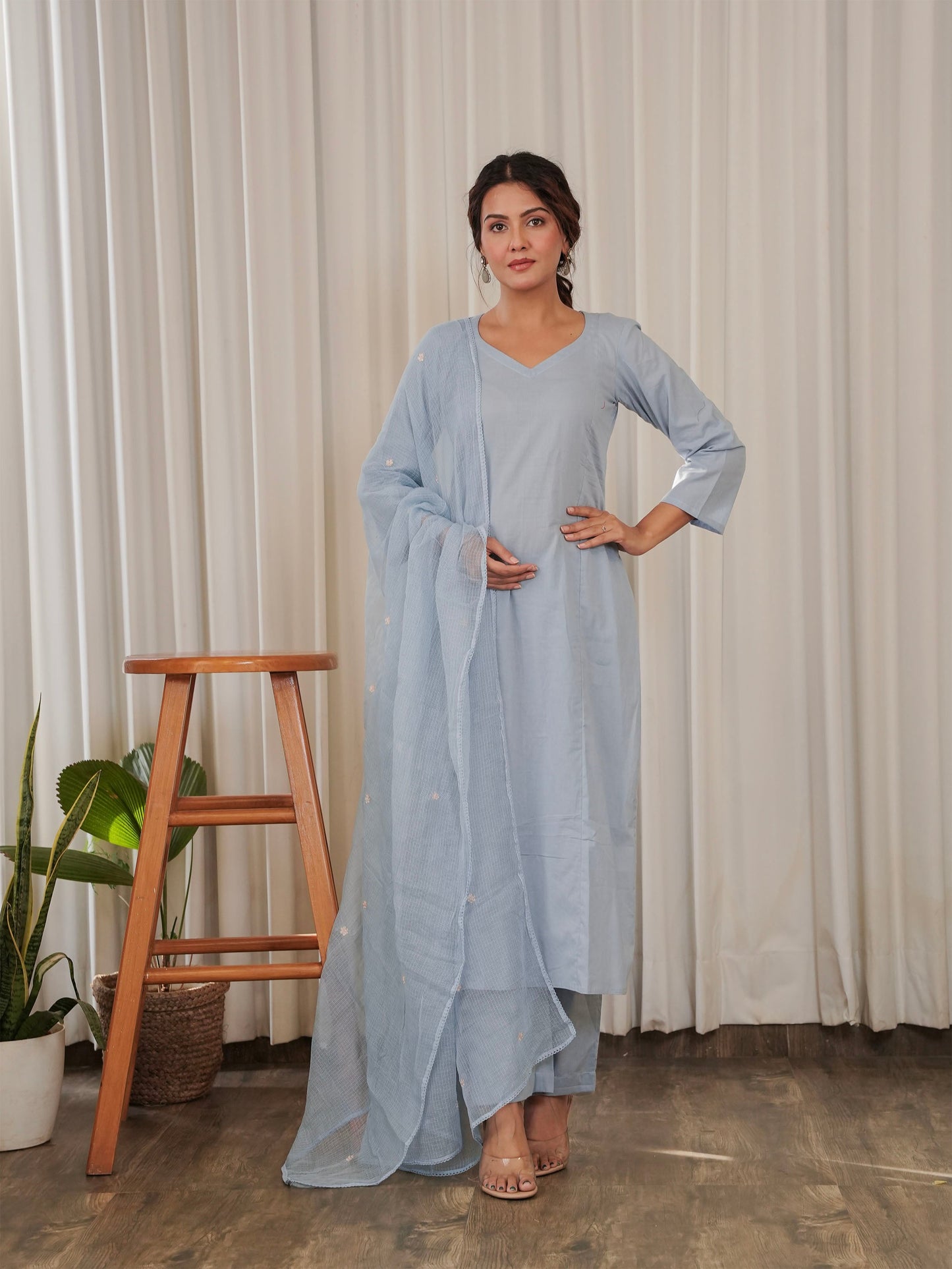 Rabia Embroidered Hand-dyed Cotton Suit Set