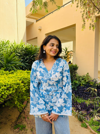 Neelika Blue Floral Print Kurti