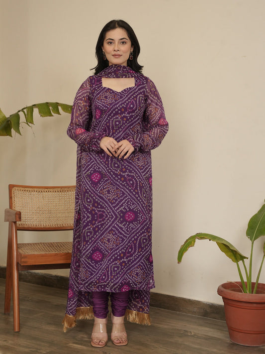 Kia Bandhani Chiffon Kurta Set