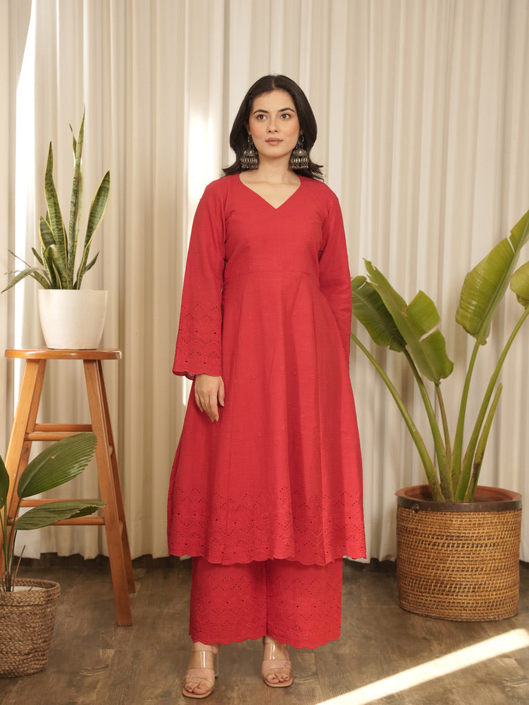 Gulaab Solid Cotton Kurta Set