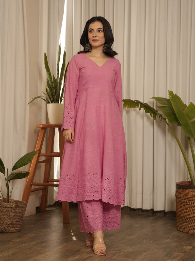 Gulaab Solid Cotton Kurta Set