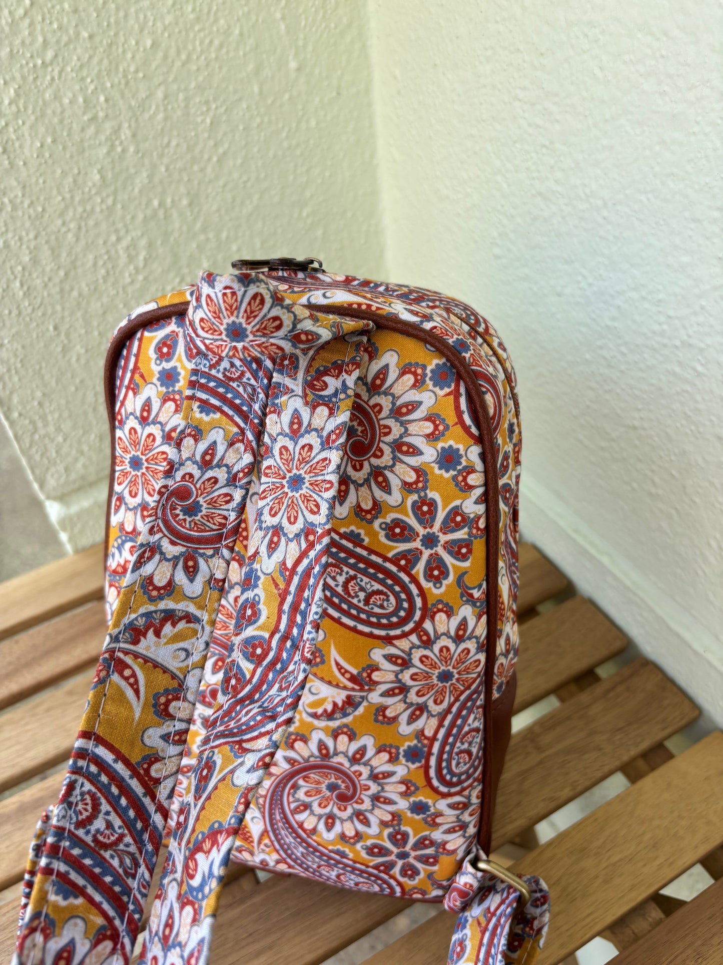Amber Paisley Handcrafted Backpack