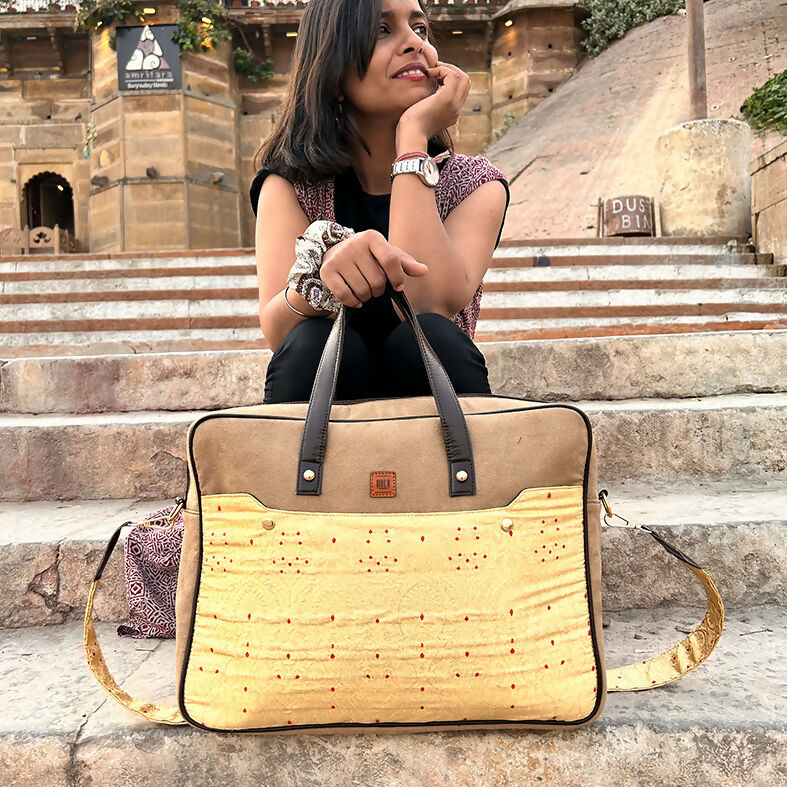 Golden Banarasi 14 Inches Laptop Bag