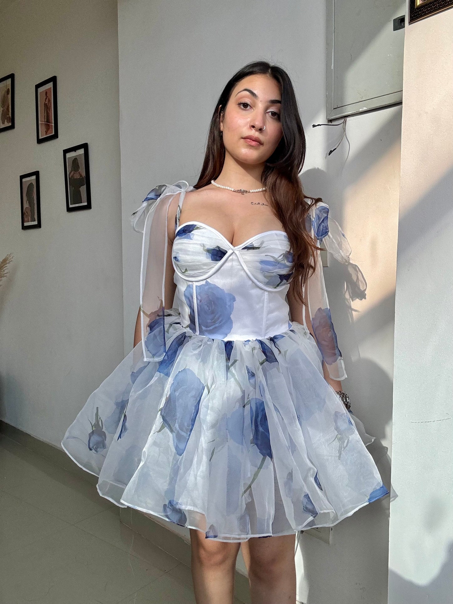 Midnight Corset White Organza Dress