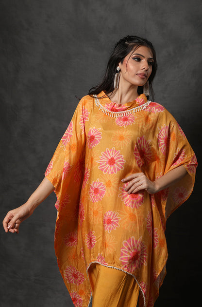 Masakali Mikado Yellow/Sky BlueTwo Piece Kaftan Set