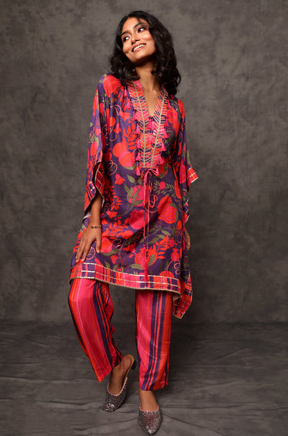 Masakali Amber/Cyber Grape Two Piece Kaftan Set