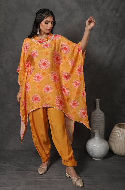 Masakali Mikado Yellow/Sky BlueTwo Piece Kaftan Set