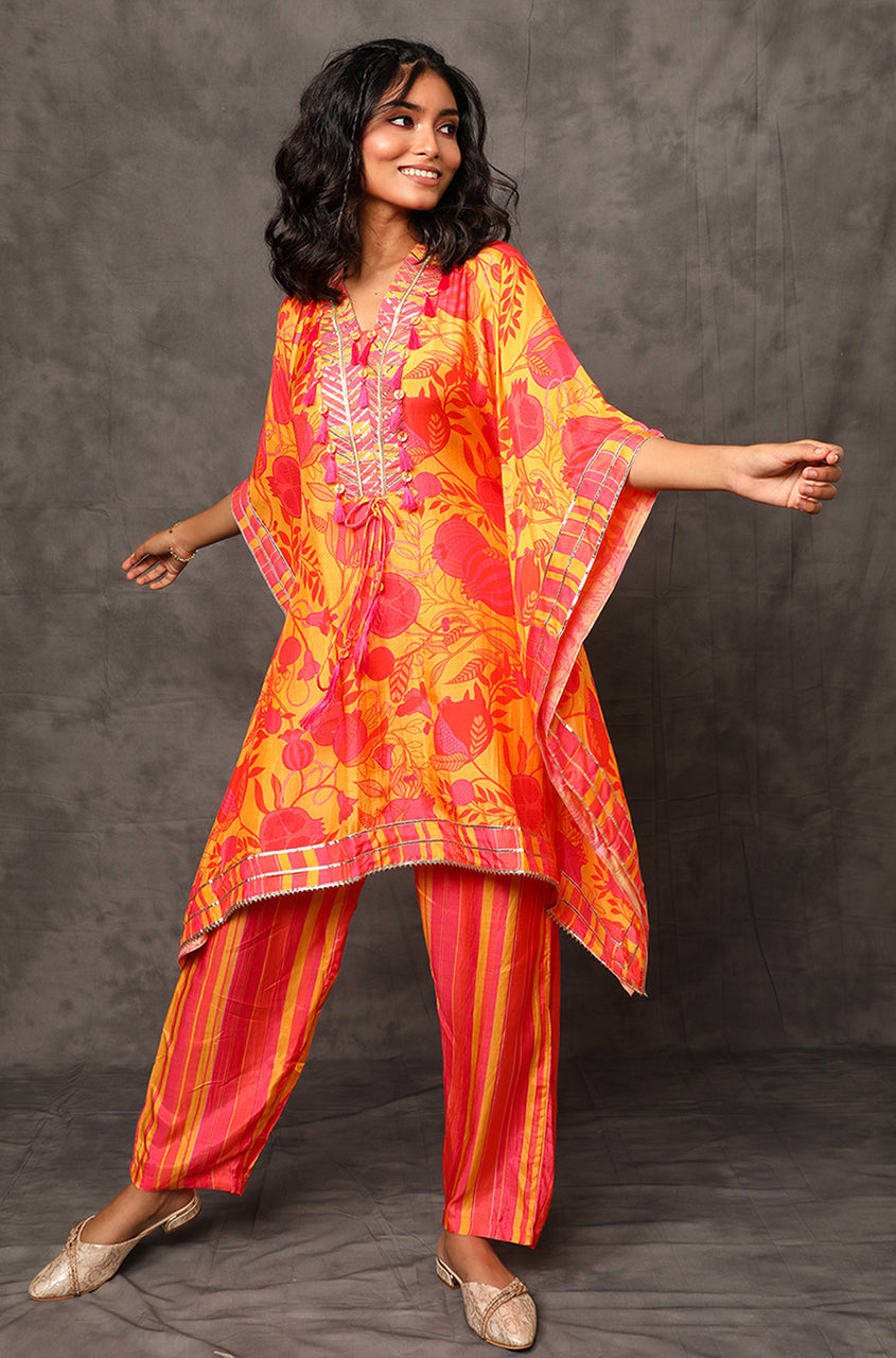 Masakali Amber/Cyber Grape Two Piece Kaftan Set