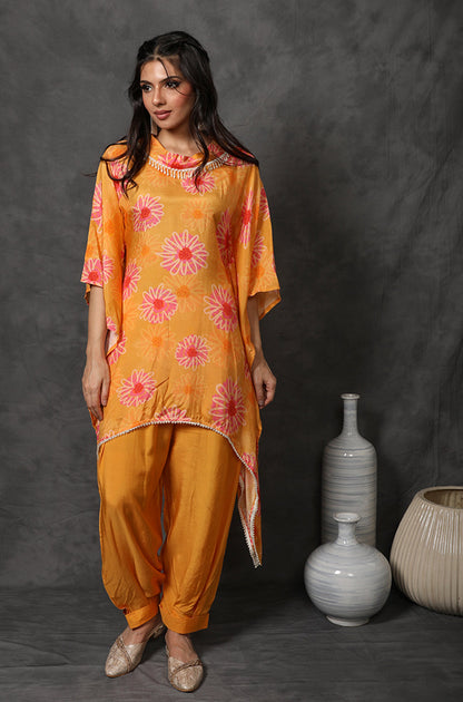 Masakali Mikado Yellow/Sky BlueTwo Piece Kaftan Set