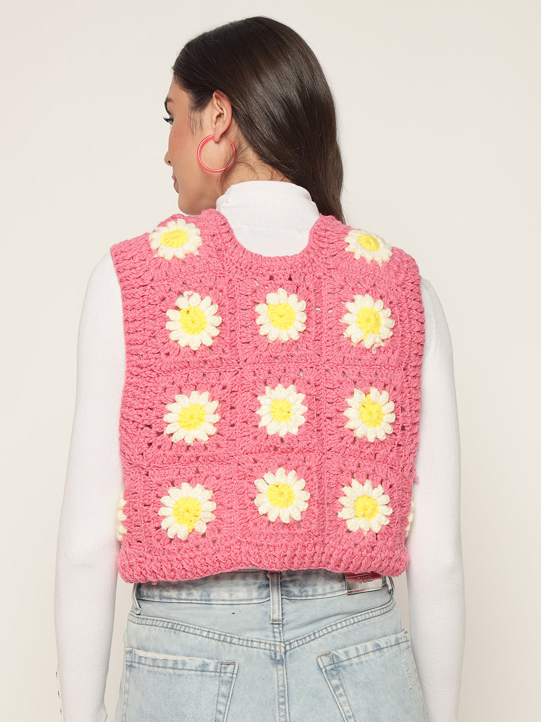 Bubblegum Cropped Daisy Vest