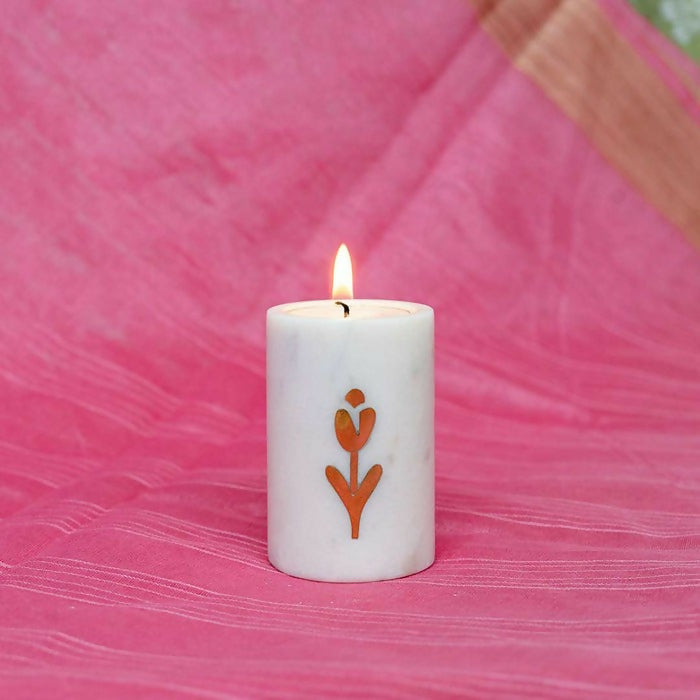 Atrangi Tulip Marble Candle Holder