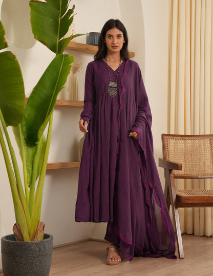 Venesa Chanderi Aari Embriodered Anarkali Set