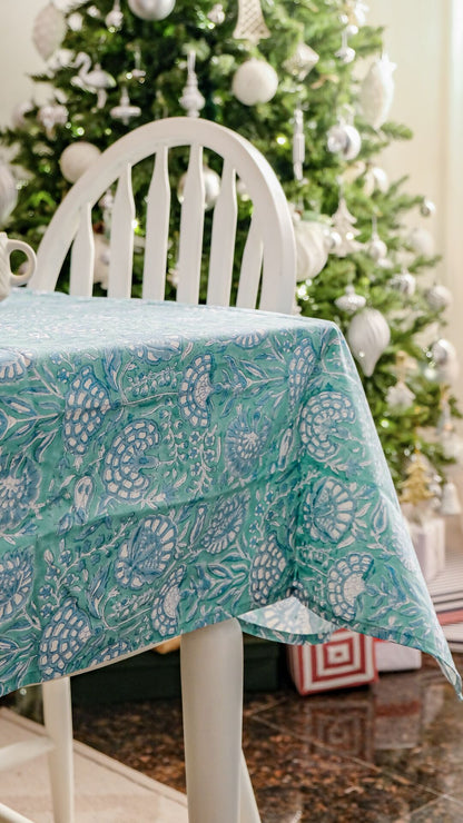 Tranquil Teal Wipeable & Anti-slip Tablecover - RECTANGLE