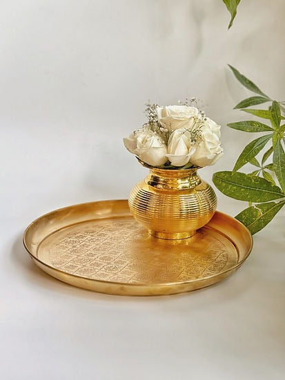 Blossom Brass Thali Matt Finish