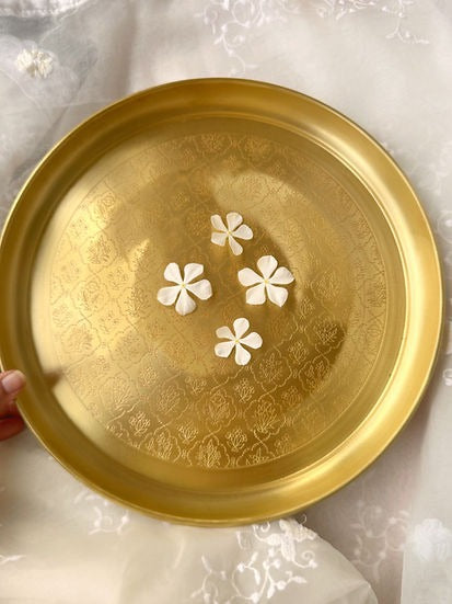 Blossom Brass Thali Matt Finish