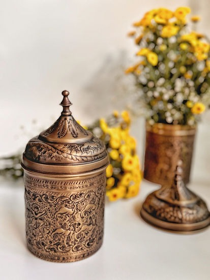 Antique Finish Brass Jars Set of 2