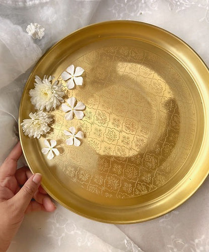 Blossom Brass Thali Matt Finish