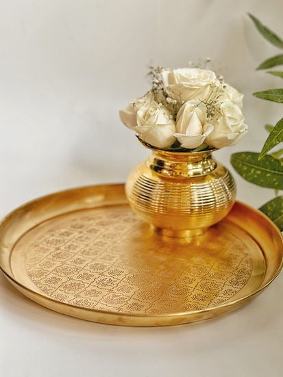 Blossom Brass Thali Matt Finish