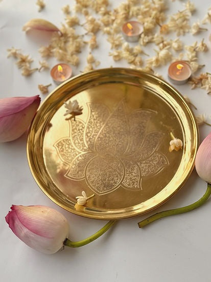 Brass Lotus Thali