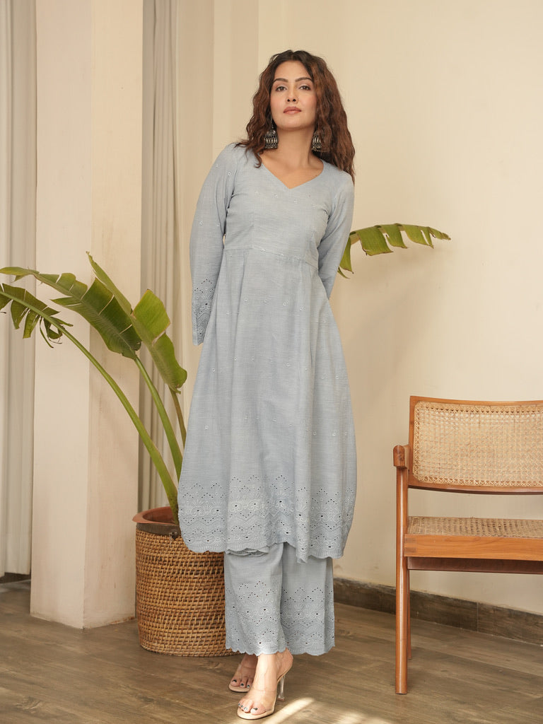 Gulaab Solid Cotton Kurta Set