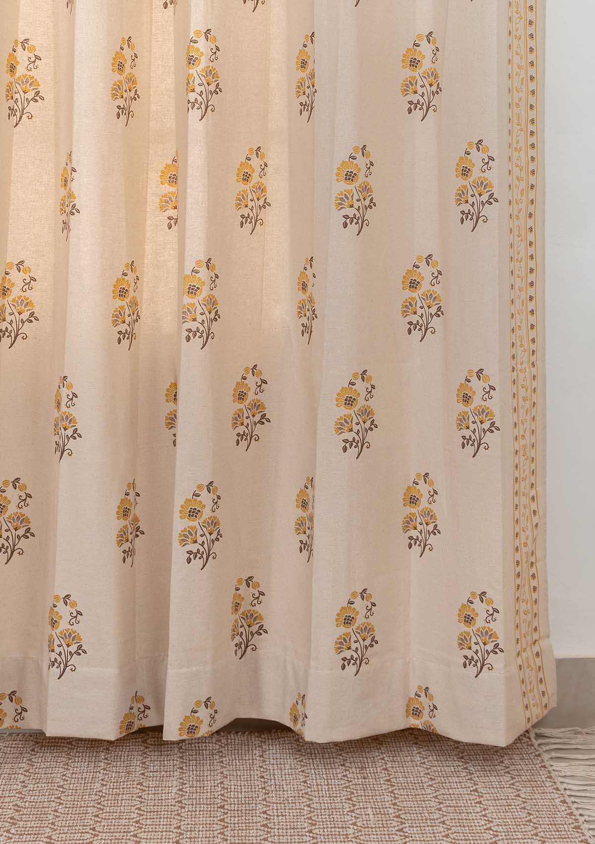 Room Darkening - Indus Amber Cotton Curtain