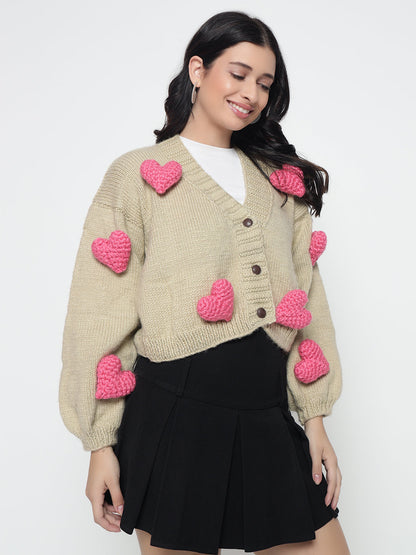 Love Tactic Cardigan - Pink Beige