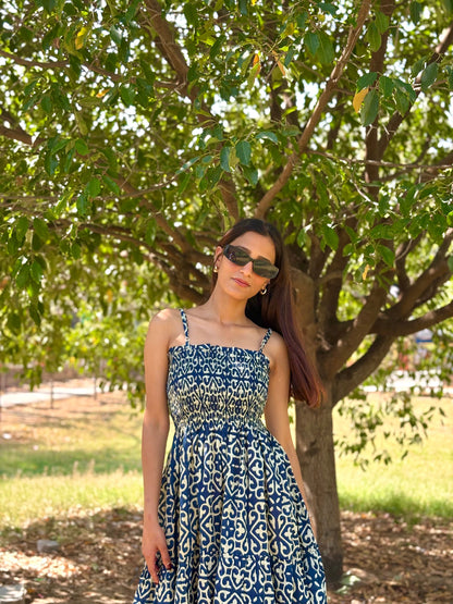 Blue Horizon Printed Navy Dress