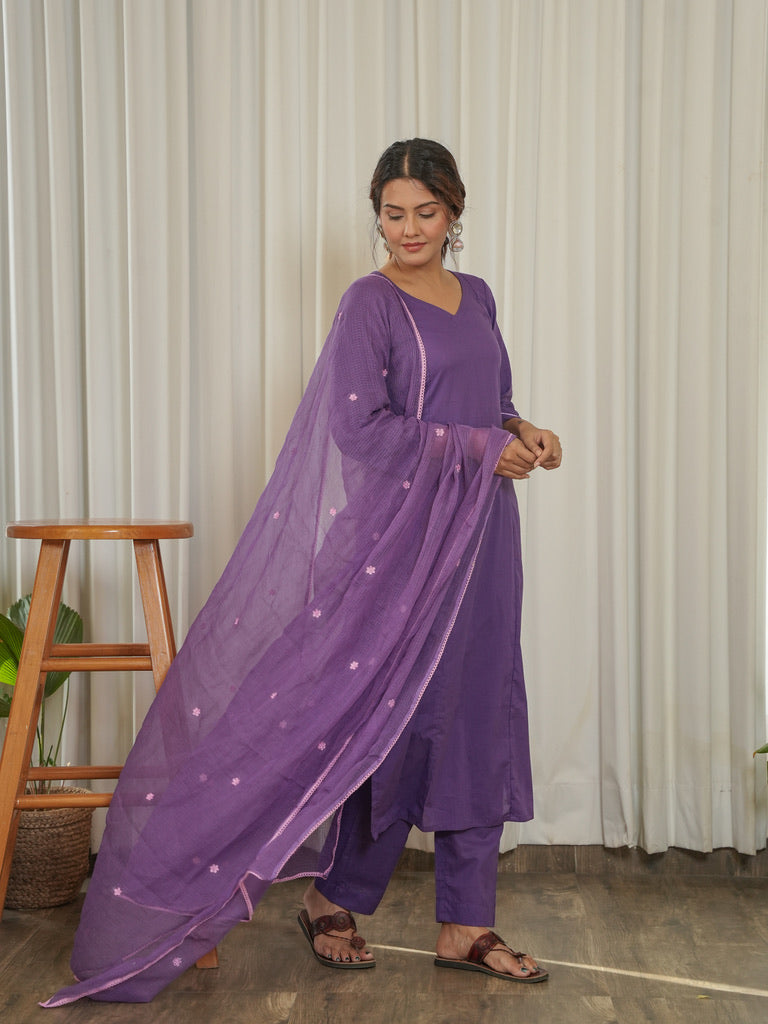 Rabia Embroidered Hand-dyed Cotton Suit Set