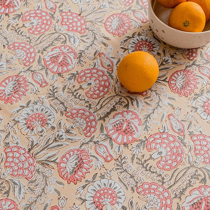 Blushing Meadows Wipeable & Anti Slip Cotton Tablecloth - ROUND