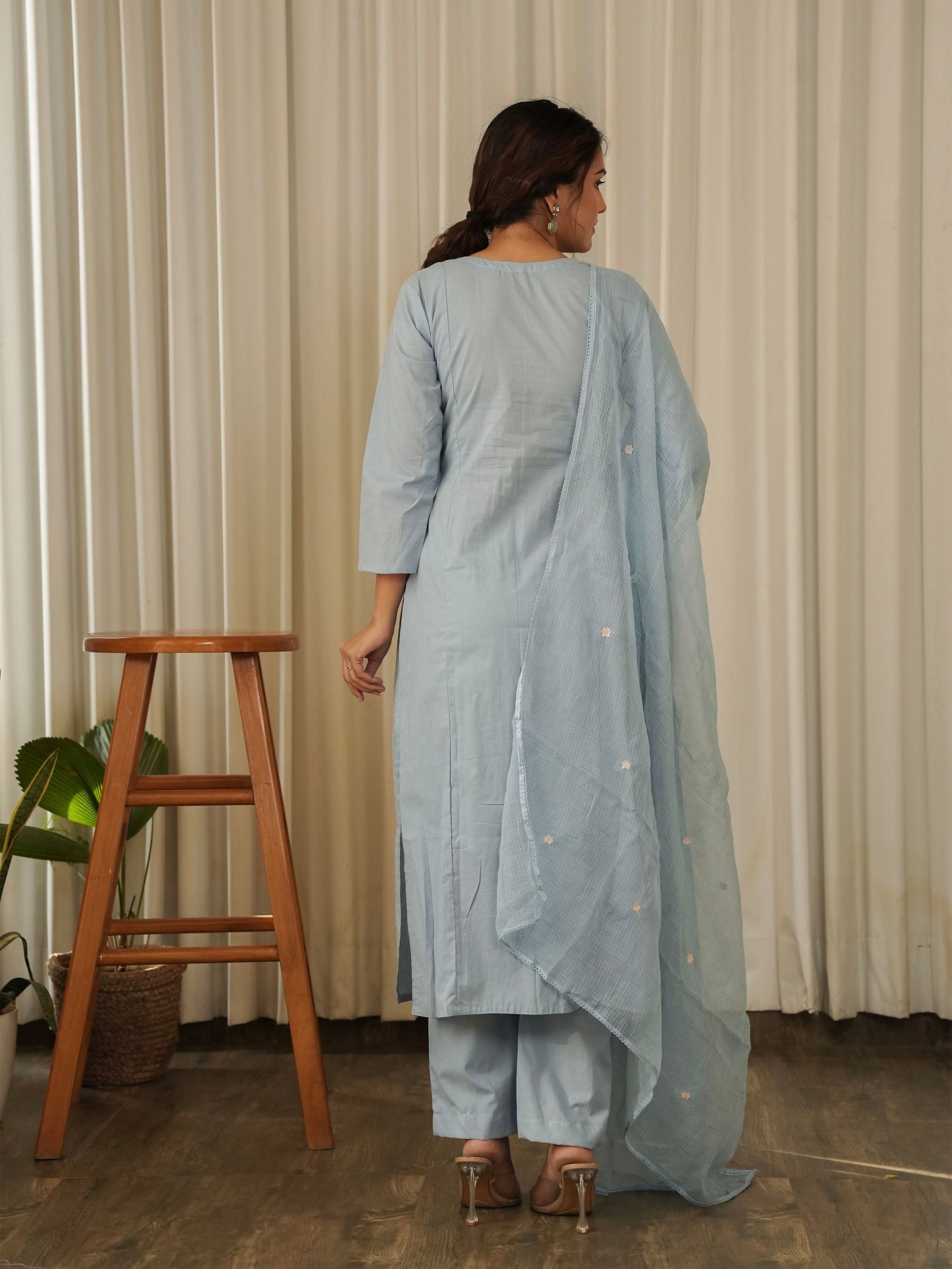 Rabia Embroidered Hand-dyed Cotton Suit Set