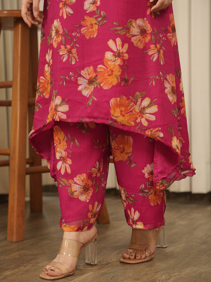 Nira Floral Print Chiffon Co Ord Set