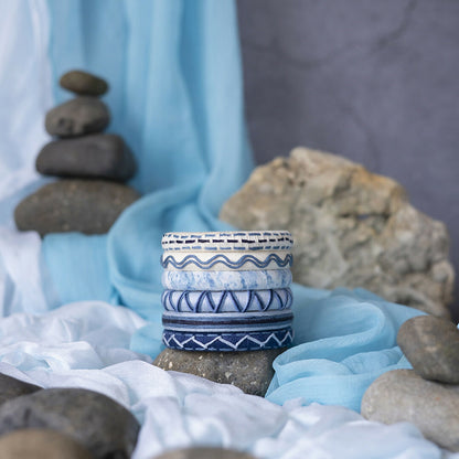 Aarvari Blue & White Threadwork Bangle Set