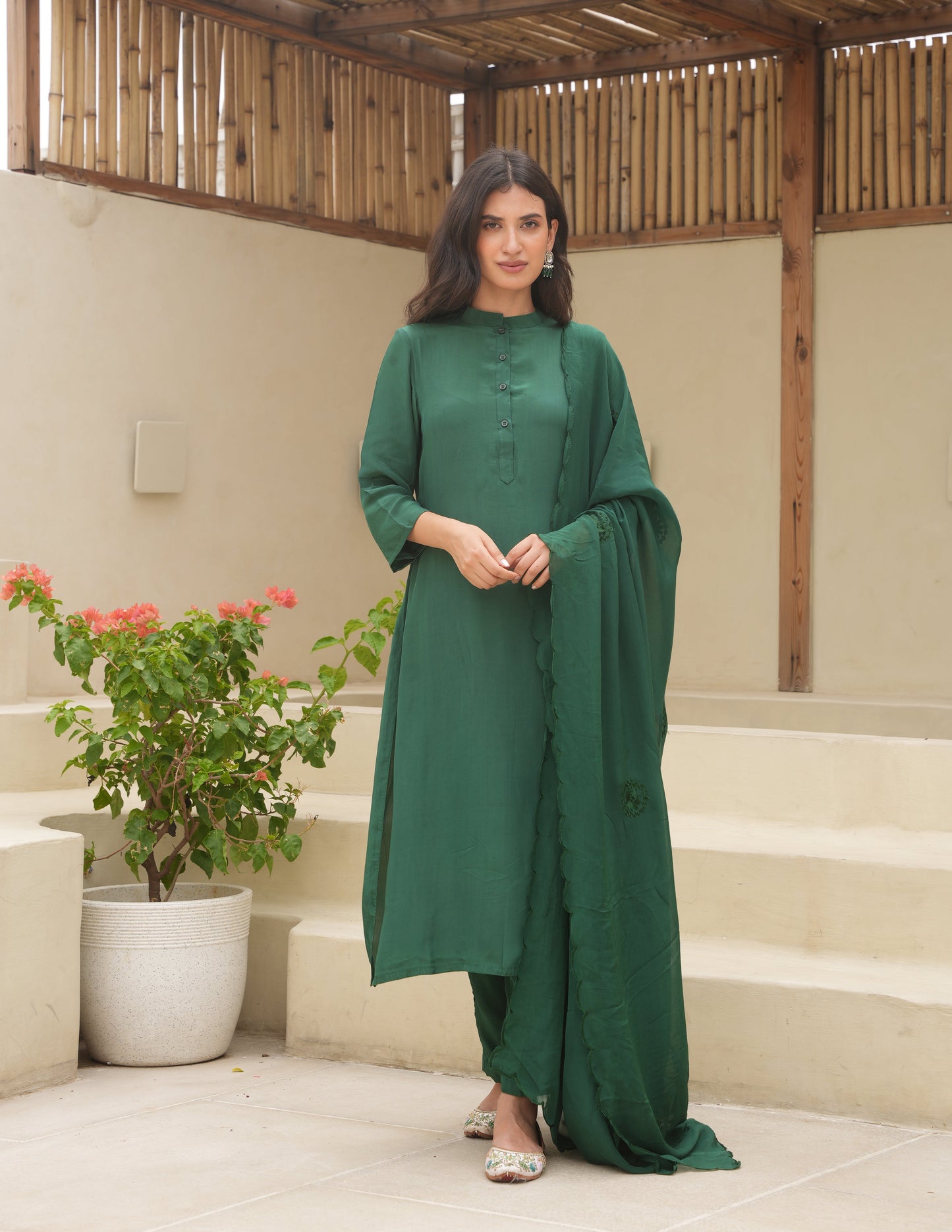 Bloosom Hand-dyed Silk Straight Suit Set