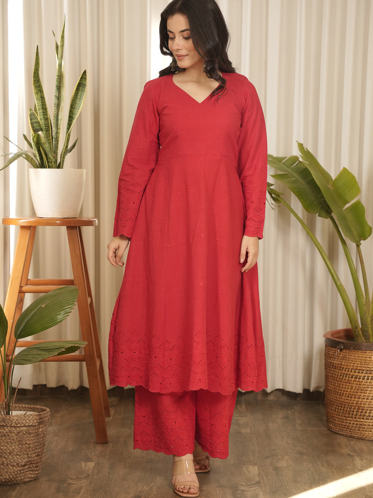 Gulaab Solid Cotton Kurta Set