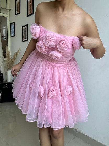 Barbie Pink Flower Short Dress