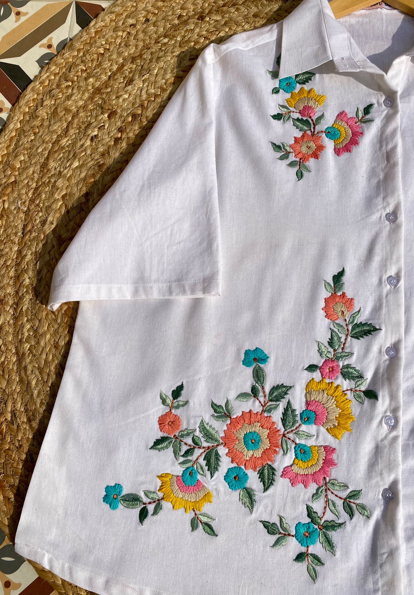 Petal Perfection Embroidered Cotton Shirt