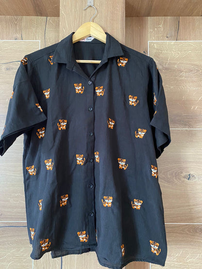 Safari Tiger - Embroidered Cotton Shirt