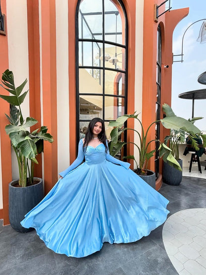 Blue Satin Ball Gown