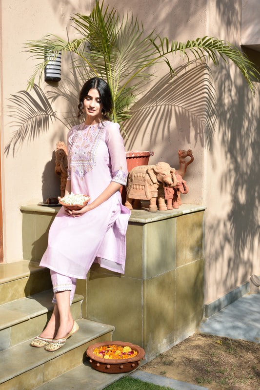 Sara Chanderi Silk Kurta Set