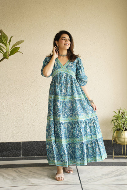 Jheel Turquoise Printed Dress