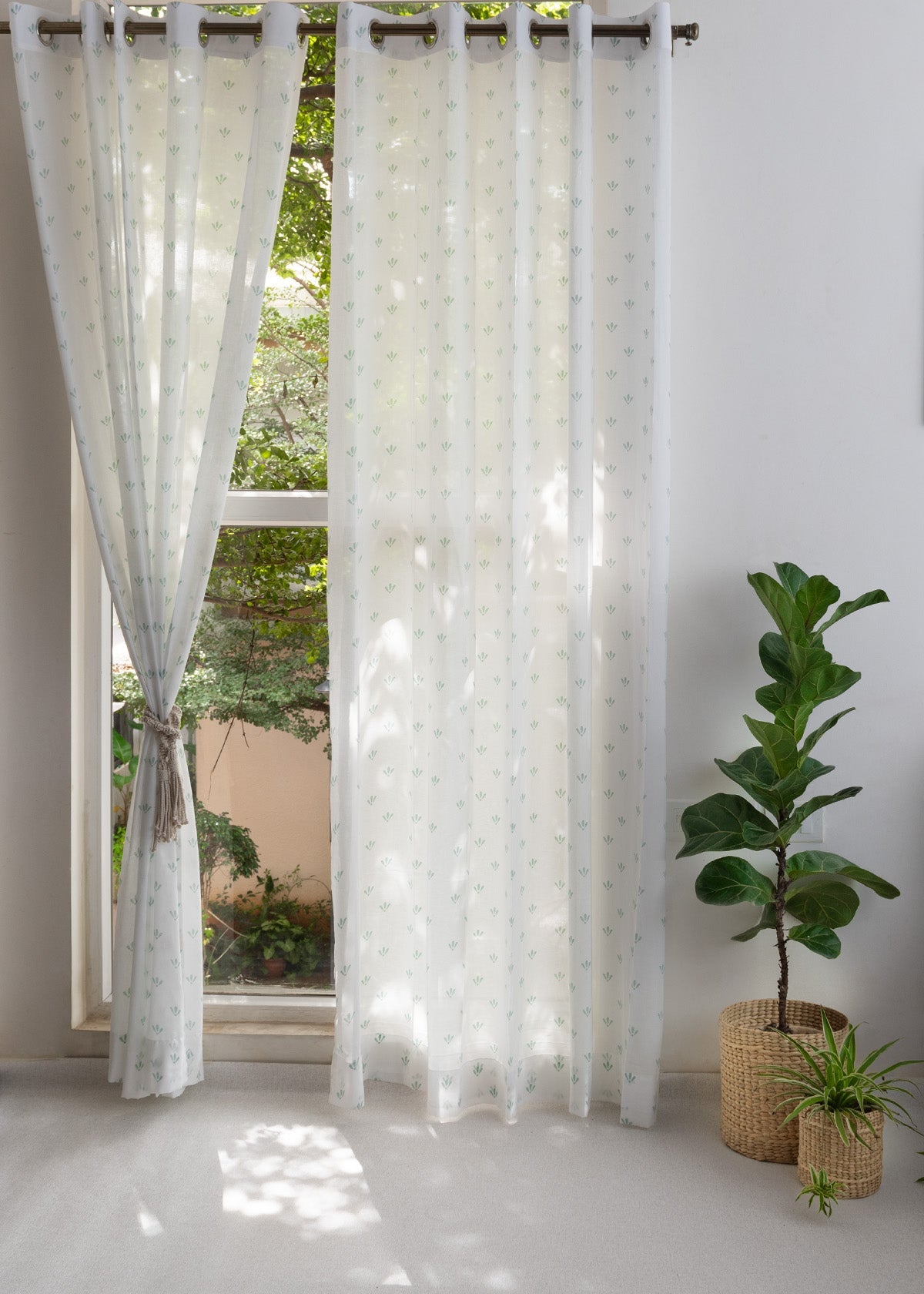 Light Filtering - Blue Aniseed Cotton Sheer Curtain