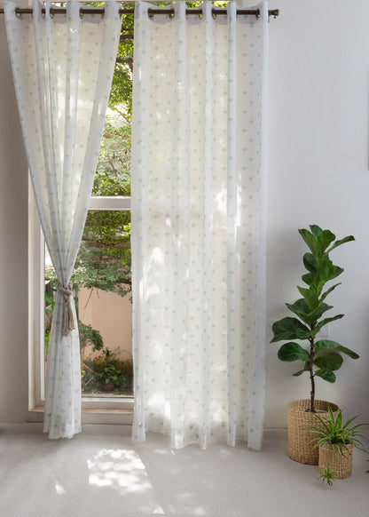 Light Filtering - Blue Aniseed Cotton Sheer Curtain