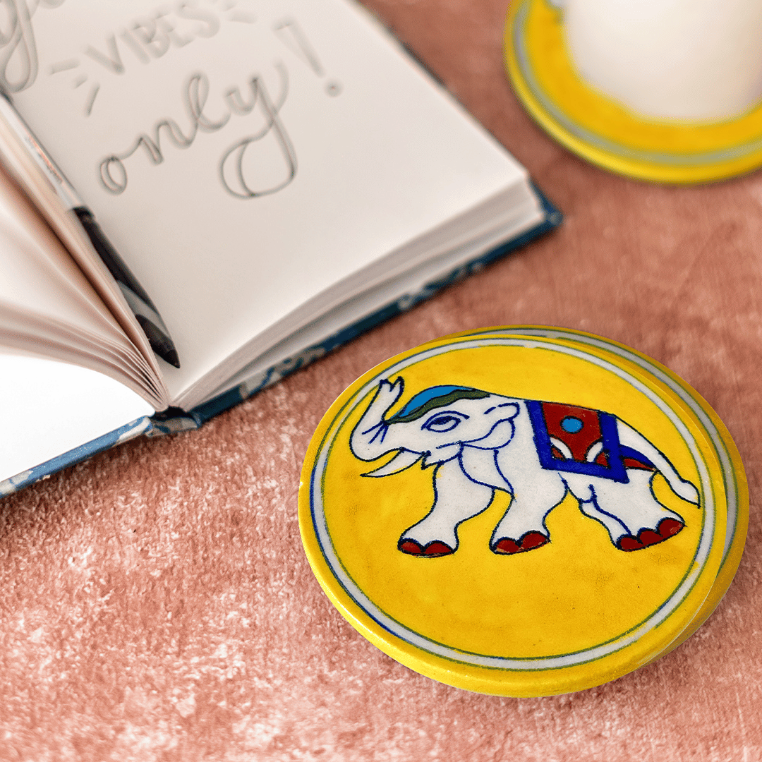 Blue Pottery Coaster Set