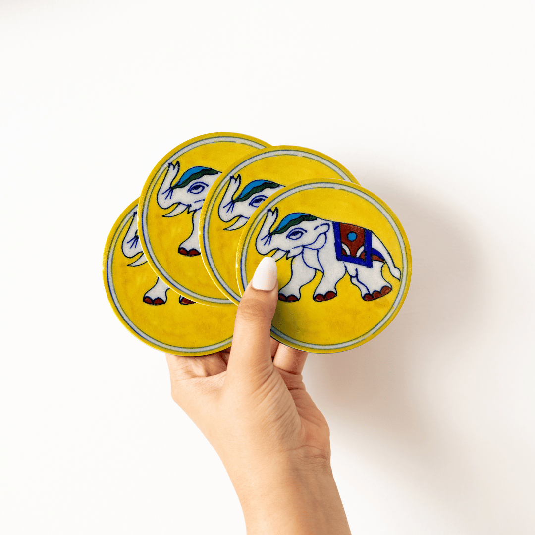 Blue Pottery Coaster Set