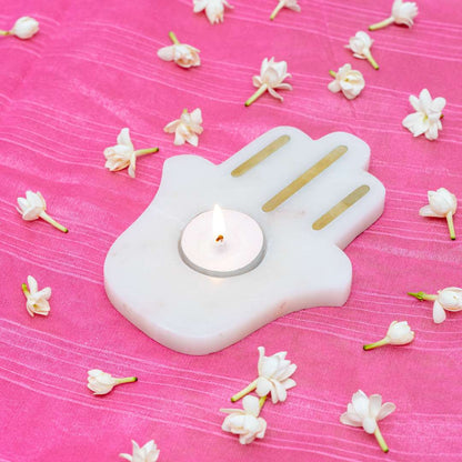 Hamsa Marble Candle Holder