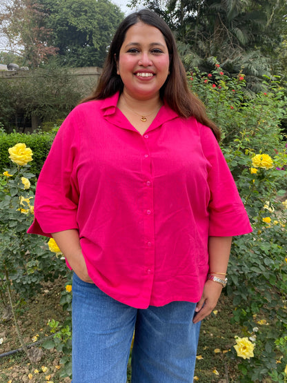 Anjali Hot Pink Cotton Shirt