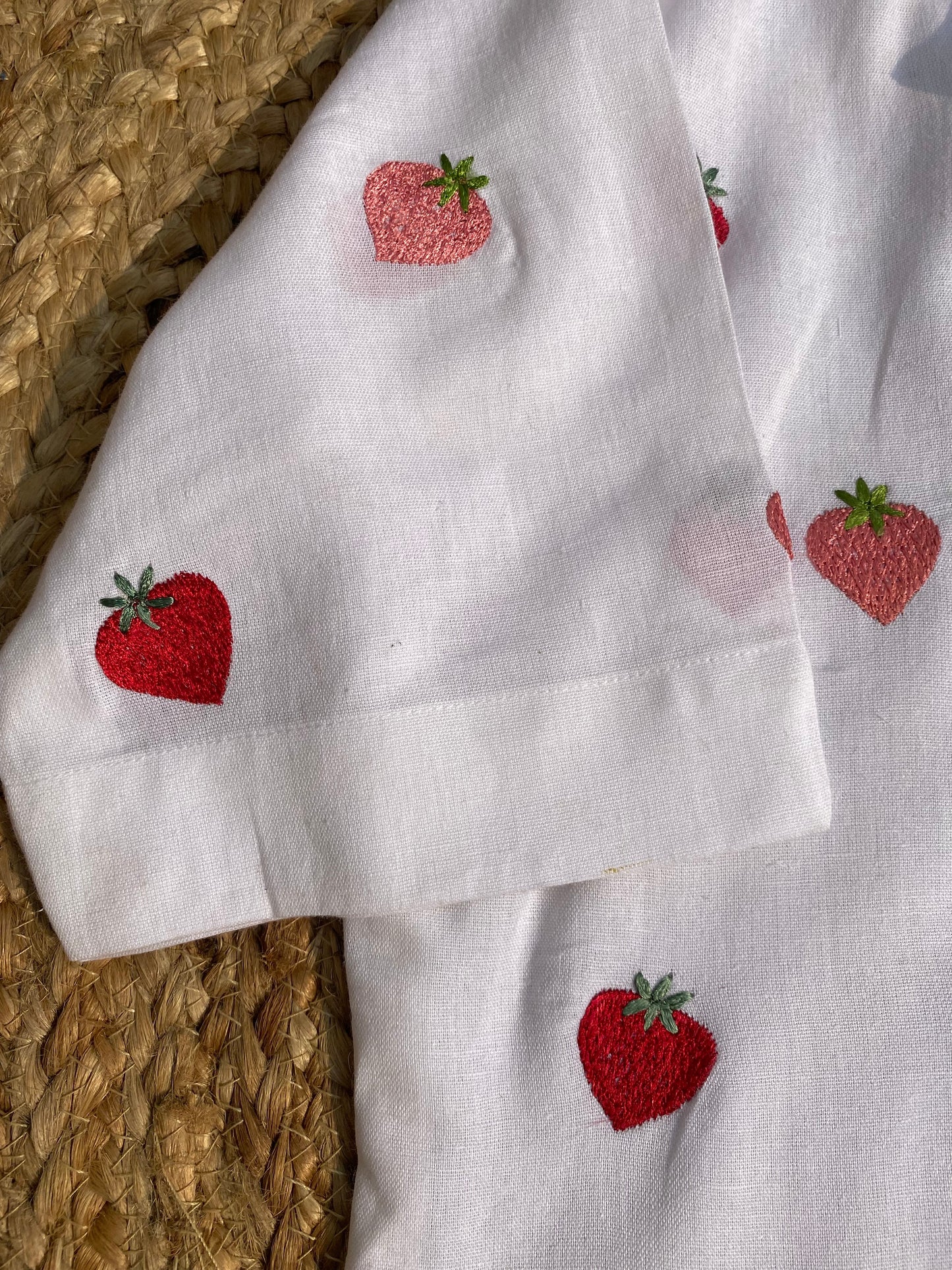 Strawberry Embroidered Cotton Shirt